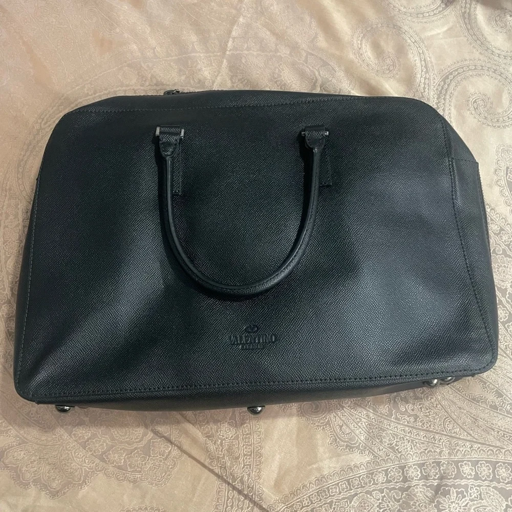 Valentino Garavani Men's Leather Black Brief Case